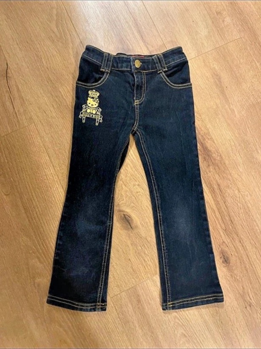 Vintage Y2K Hello Kitty Stump Village Kids Embroidered Hello Kitty Denim Jeans